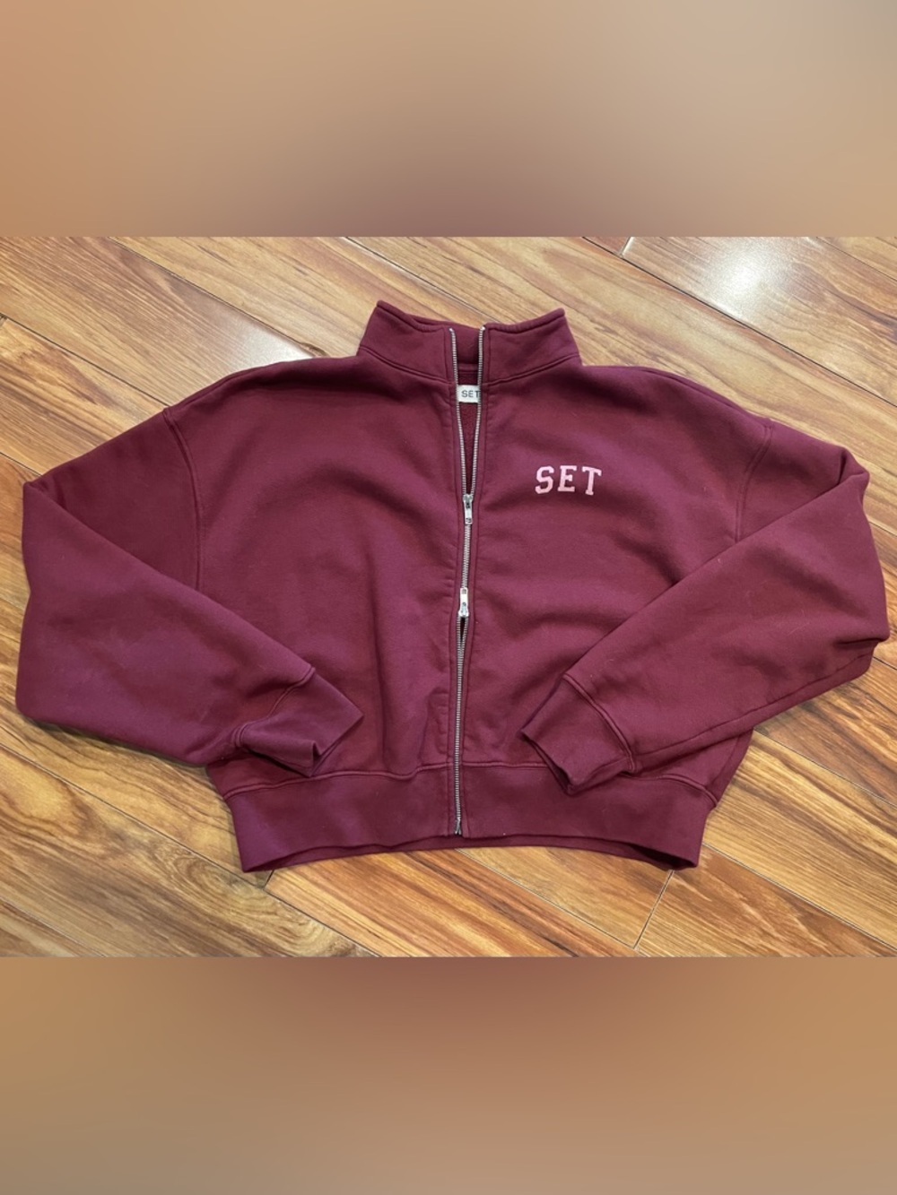SET Active Midweight Sweats Funnel Zip in Garnet